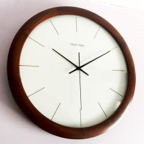 Simple modern solid wood wall clock Nordic log Japanese walnut light luxury living room creative clock personality wall clock 908A