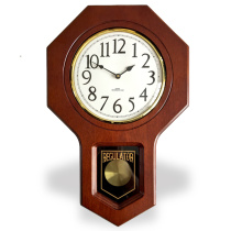 Solid Wood Chinese wall clock gossip shape octagonal rocking quartz clock music time European style American retro GW02