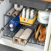 Kitchen cabinet sink sink sink storage rack Double drawer storage box storage rack Seasoning bottle finishing rack