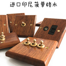 PIALT Indonesian pineapple tree wood switch type 86 hand made solid wood panel brass lever wood grain socket