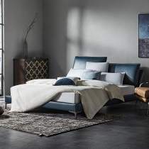 Gujia home simple Nordic double leather bed bedroom furniture Leather European small apartment type main and second bedroom furniture B563