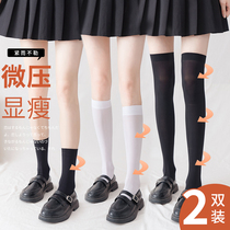 jk socks female midbarrel socks summer thin overknee slim leg high cylinder calf socks spring tympang silk stockings black long cylinder socks