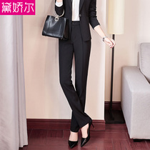 2021 Spring and summer formal trousers Womens professional suit pants Black high waist straight pants Womens tooling work pants
