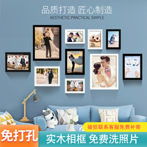 Simple solid wood Photo Wall photo frame wall photo frame hanging wall living room decoration creative combination no hole washing photo
