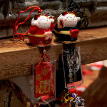 Fuyuan Cat Ceramic Lucky cat Car pendant Taipingan car interior jewelry Pray for good luck Pendant