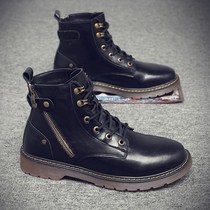 Tide brand Martin boots mens 2021 New British style mens shoes leather Joker high-top leather boots