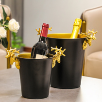 Light luxury household high-value creative deer head stainless steel bar ktv cold beer champagne size ice bucket