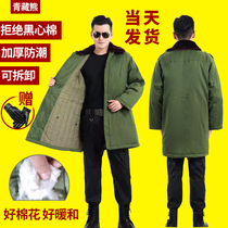 Old-fashioned military cotton coat mens short winter thick warm green cotton-padded jacket womens long cotton clothing labor protection cold clothing