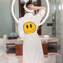Japanese nightgown women autumn and winter long smiling pajamas couples robe yukata Yako thick warm home clothes