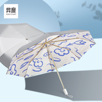 Hereso Retro Double Solar Umbrella Female Sunscreen Anti-Ultraviolet Folding Black Glue Advanced Sensory shading umbrella portable minimalist