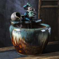 Circulating water aquarium ceramic fish tank household living room balcony large floor-to-ceiling ornaments large tank circulating water fish Basin