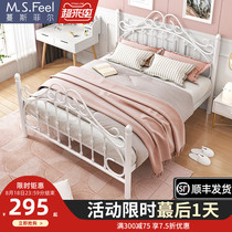 Wrought iron bed thickened reinforced iron frame bed Modern simple net red 1 8m double bed Nordic single 1 5 princess bed