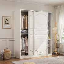 Sliding door wardrobe Household bedroom floor-to-ceiling modern simple solid wood economical package installation simple sliding door large wardrobe