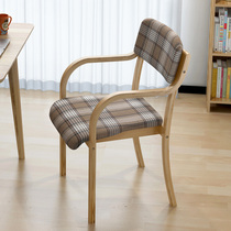 Household solid wood chair Modern simple casual dining chair Simple curved wood Nordic desk chair Computer backrest armchair