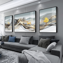 Modern trend triple living room decorative painting Lucky Elk sofa background wall frame high-grade diamond-set crystal porcelain hanging painting