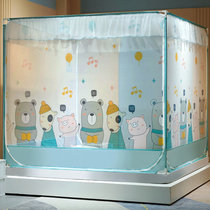 Anti-dust top mosquito nets anti-fall children reinforce thickened baby baby to prevent falling out of bed cartoon printed bed hat