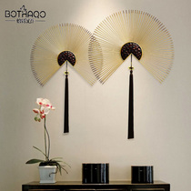 New Chinese wall decoration restaurant background wall decoration pendant creative fan-shaped living room iron decoration porch pendant