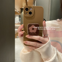 ins brown flower mirror bracket for red rice k40 mobile phone case note11pro new note9pro female 9a silicone k30pro all-bag anti-drop protective cover n