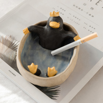 Home Cartoon Cat Ashtrays Cute Creative Ceramics Large Smoke Cylinders Personality Trend On-board Living-room Containing Multifunction