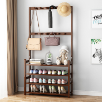 Shoe shelf hanger coat rack integrated bamboo simple door multi-layer home indoor good-looking shoe cabinet storage shelf