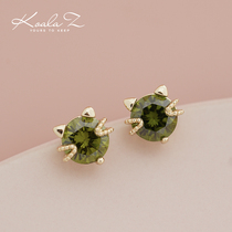 New Years new earrings sparkling small tiger head cute and delicate and small kitty head zircons earrings without earbuds