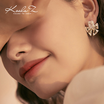 High level sensation sweet US jewel metal butterfly knot zircon earrings without ear clip