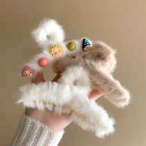 Plush grab clip female large super fairy hair hairclip Korean temperament hair card back head hair shark clip headdress