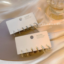 ins niche cold wind earring temperament simple earring studs set combination S925 silver pin earrings small earrings female