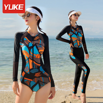Swimsuit women soak hot spring cover belly slim 2021 new explosive fashion conservative size long sleeves one-piece swimsuit