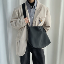 British wind Simple soft skin leisure bag with leather skin bag male trend large capacity single shoulder Korean bag