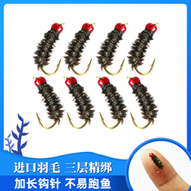 Poisonous insect fly hook fake bait fishing white strip Road sub-micro-matter horse mouth cocked suit fly Nano small insect poisonous mosquito hook
