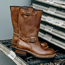 Play-child Engineer Boot retro locomotive tea core oil wax high help shoelace buckle engineer overalls boot