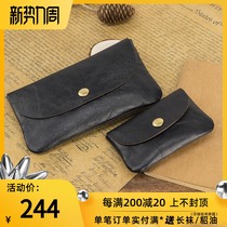  Play Xinxi horse skin handmade coin purse mens card bag leather wallet thick crazy retro style