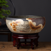 Jingdezhen ceramic fish tank water lily flower pot Zen tea table tea washing pen copper flower pot lotus tank carp tank carp tank