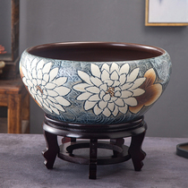 Carved high temperature ceramic tank lotus tank lotus bowl home simple decoration