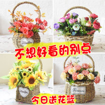 Fake flower decoration ornaments Small flower pots Photo props Dancing dried flowers Flower baskets Rattan portable baskets Flower arrangements with flowers
