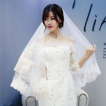 Headyarn headdress Super fairy wedding dress new Korean bride long tailing head yarn super long lace travel wedding soft veil