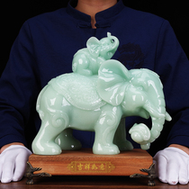 Jade elephant ornaments a pair of lucky feng shui elephant living room crafts home decoration decoration housewarming new home gifts