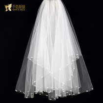 Thousand color bridal yarn Korean style 2021 new short wedding dress super long white pearl multi-layer wedding Moon Moon