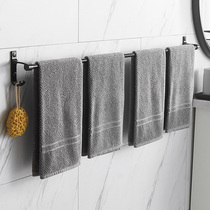 Towel rack non-perforated toilet bathroom shelf lengthy single pole double pole space aluminum black towel bar hanger