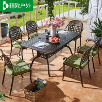 Outdoor table and chair outdoor cast aluminum Leisure set combination dining table and chair Villa courtyard garden tea table and chair waterproof sunscreen