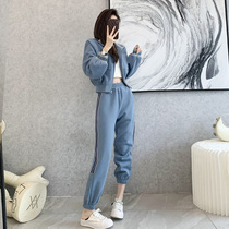 Sports Suit Women's Fall Winter 2021 New Net Red Temperament Skinny Fashion Fried Street Wear Fashion Leisure Two-Piece Set