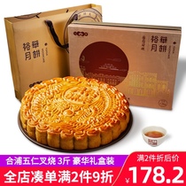 Hepu Yuhua Guangxi traditional Wuren Golden Leg Big Mooncake Cantonese Handmade Wuren barbecued pork 3kg luxury gift box