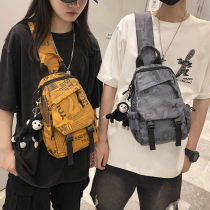 Tide brand Japanese chest bag mens ins simple shoulder bag tooling backpack small shoulder bag female canvas student messenger bag