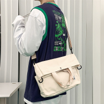 Slanted Satchel mens Day Tide Cards Students Brief large capacity Canvas Bag Casual Korean version Literary and Shoulder Bag Women