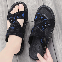 Sandals mens 2022 new dual-use leather sandals trendy outside to wear mens slippers beach summer personality cooldown