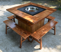 Customized solid wood antique hot pot table solid wood string hot pot table and chair marble hot pot table and chair combination kit