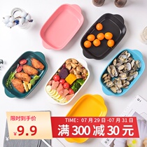 Baked rice baking tray Oven bowl plate Creative net red plate Ceramic tableware dish plate Home binaural cute barbecue