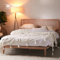 Rattan furniture Indonesian rattan bed Simple modern creative bedroom B & B inn hotel furniture Rattan double bed