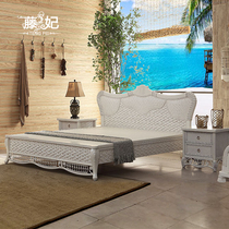 In South-East Asia really teng chuang Master Bedroom 1 5m1 8 meters double art modern process B & B rattan comfortable cane queen-size beds